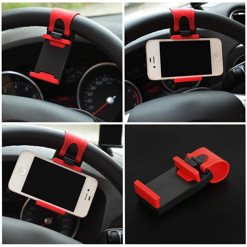 Car steering wheel phone holder clip mount