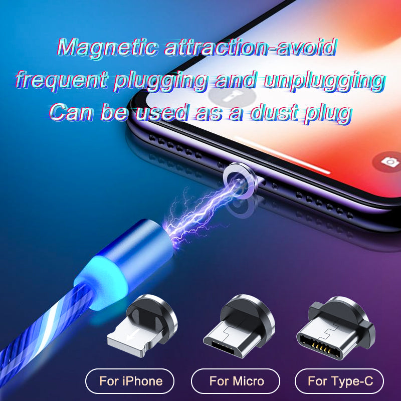 Magnetic 3-in-1 charging cable with LED light