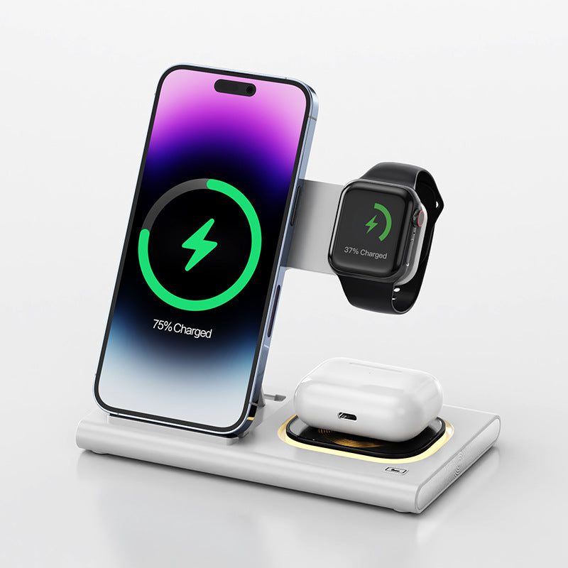 Compact 3-in-1 wireless charging stand