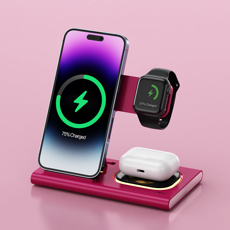 Wireless charging station showing available color options